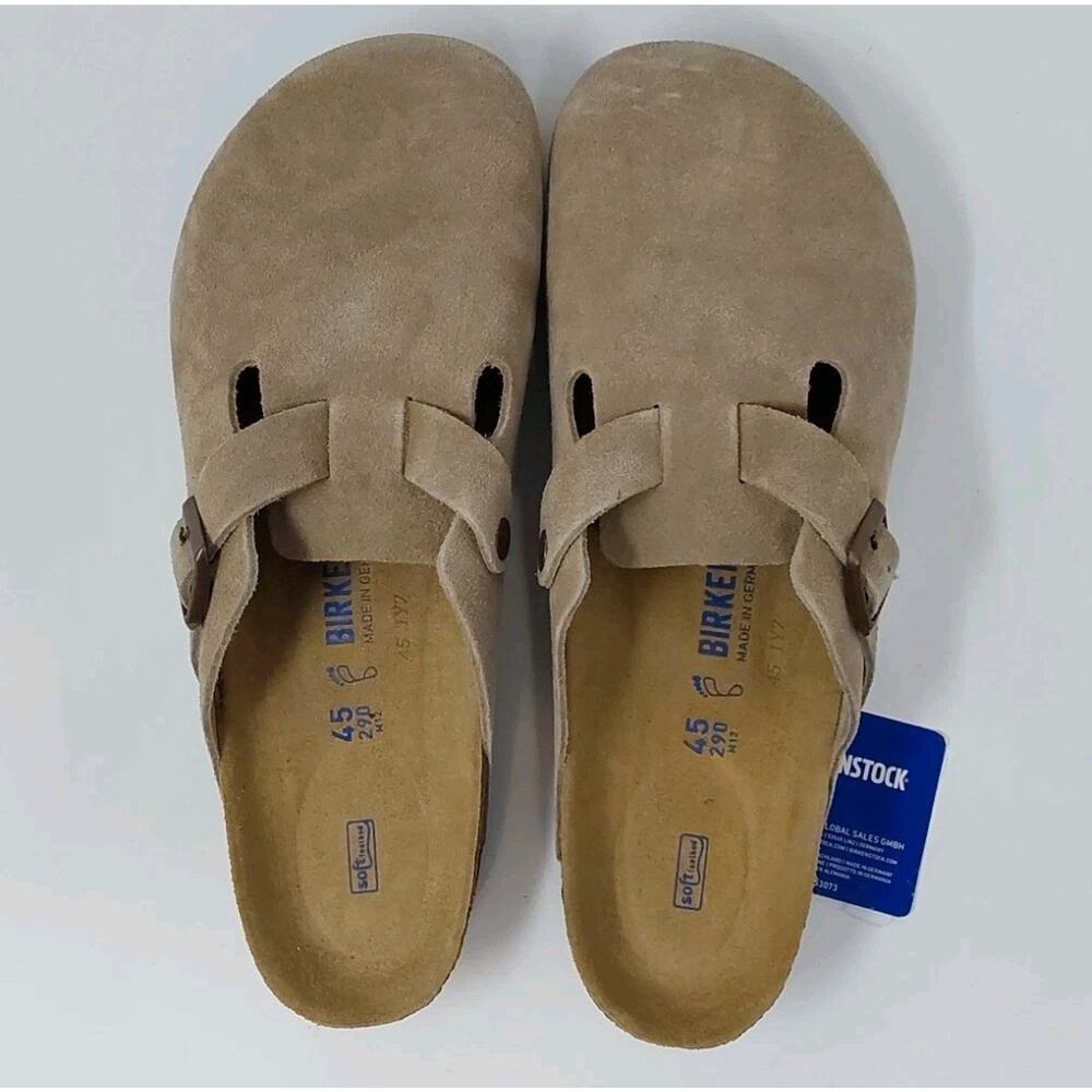 Birkenstock Boston Soft Footbed Taupe Suede Clogs Size EU 45 US 12 Regular Fit - Picture 2 of 16